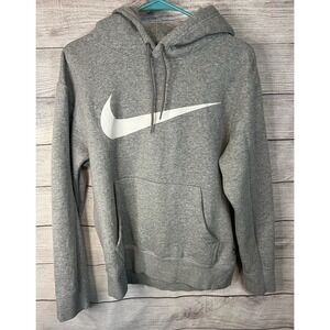 Nike SB Big Swoosh Logo Pullover Hoodie Grey With White Swoosh Men's XS